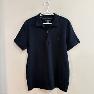French Connection Navy Blue Ribbed Half Zip Polo Shirt – Size Large EUC